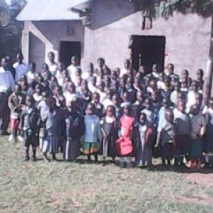 Children And Teachers Outside The Chapel On 16th May 2013 11